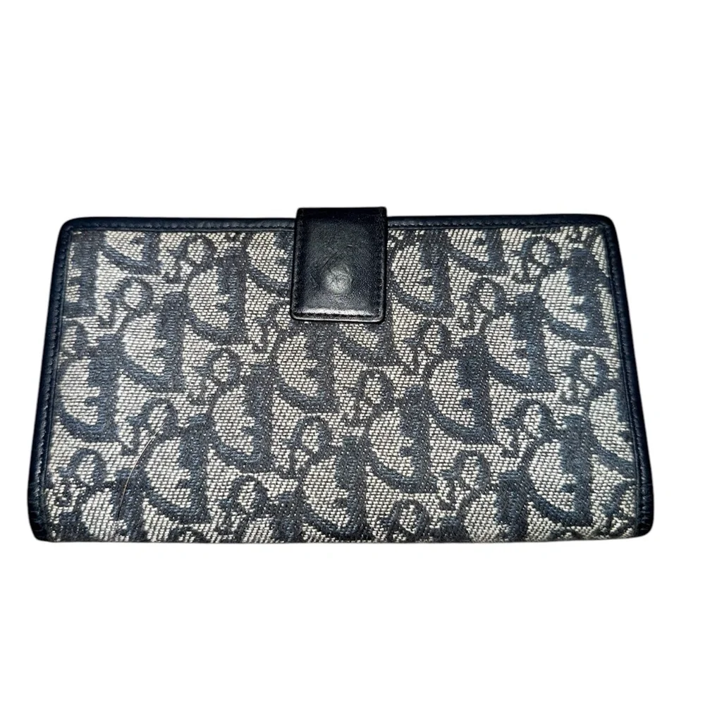 Rare Dior Blue and Gray Monogram Wallet